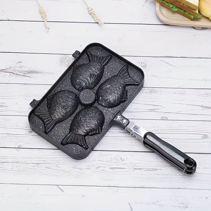 Single Taiyaki Maker with double sided non-stick fish-shaped cake pan measuring 23.98cm x 14.48cm. Can also be used as a bread maker and 4-cup pancake maker. A versatile baking tool that is a must-have in any kitchen, perfect for creating delicious