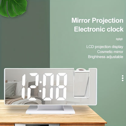 3D LED Mirror Clock with USB power, temperature display, auto brightness. Sleek black design for bedroom & living room. Includes battery & memory time function. ABS material. Living room