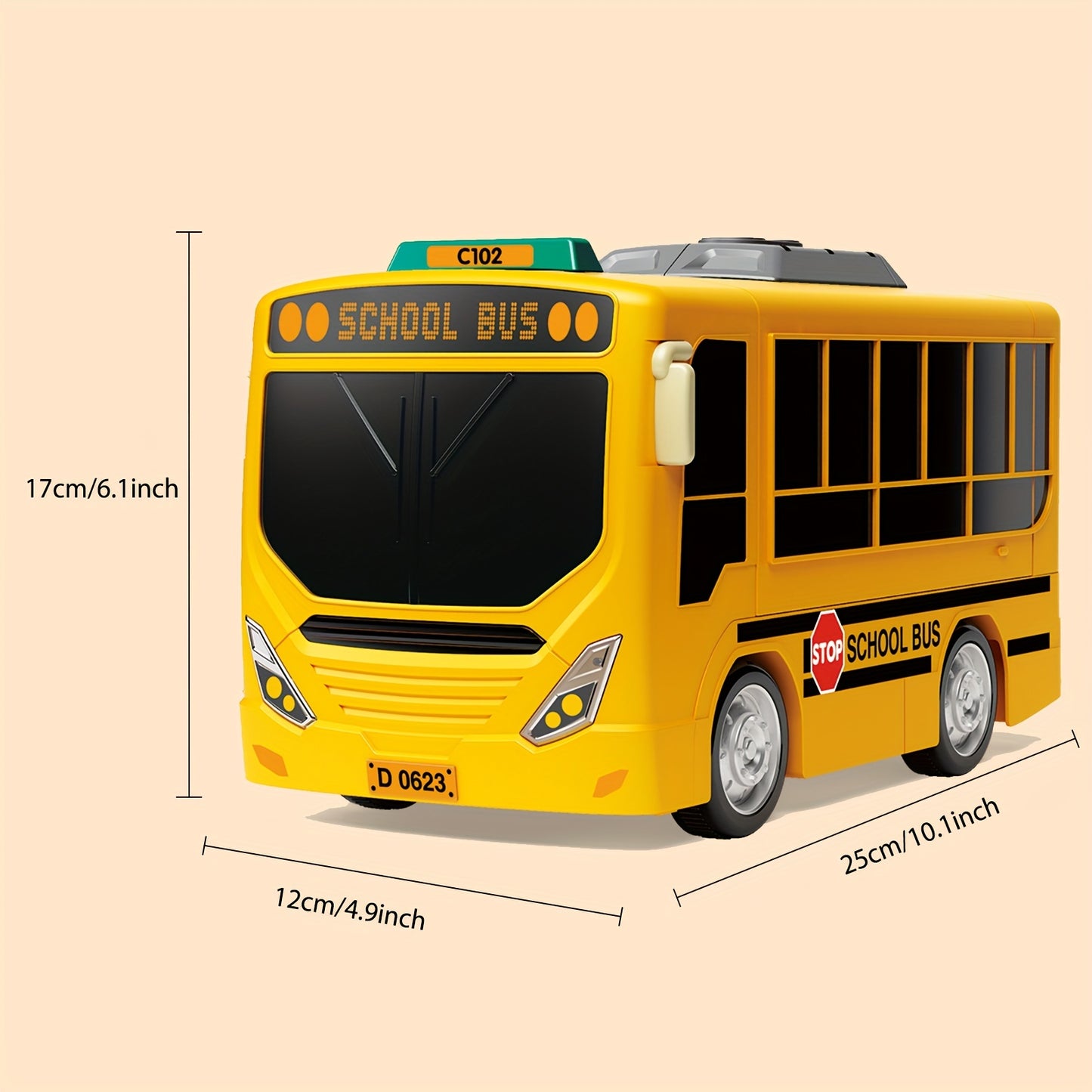 Toy school bus with sound, light, steering wheel, music education, simulation driving, for boys and girls.