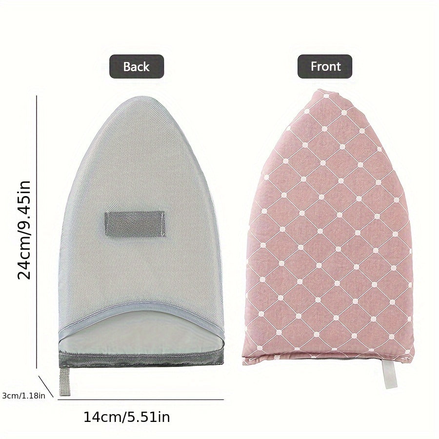 Portable handheld garment ironing board with high temperature resistant sponge for easy wrinkle removal.