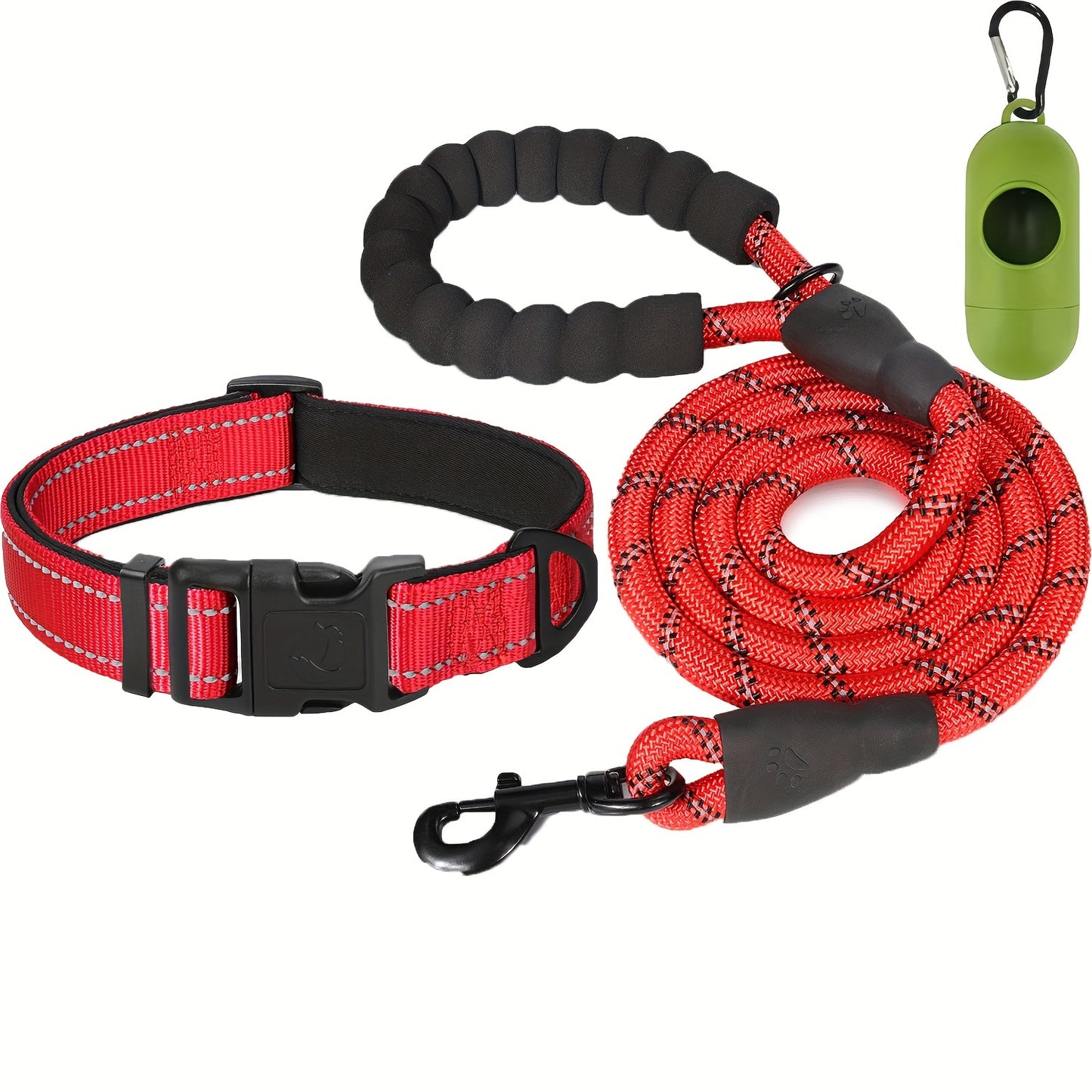 Reflective leash and adjustable nylon collar set for dogs of all sizes from JOYTALE.