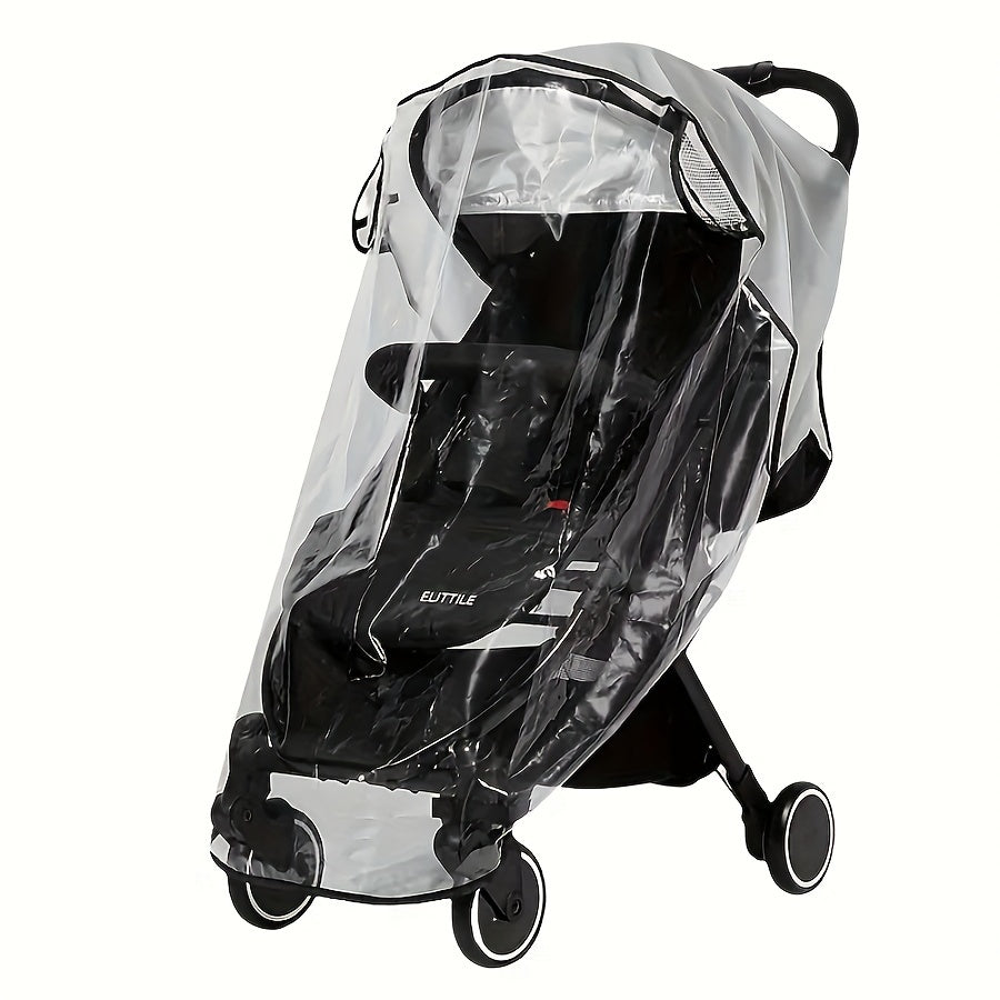 Durable Universal Clear Plastic Stroller Rain Cover for Babies 0-3 Years Old - Dustproof, Snowproof, and Includes Ventilation Mesh Window for Unobstructed View - Essential Stroller Accessory