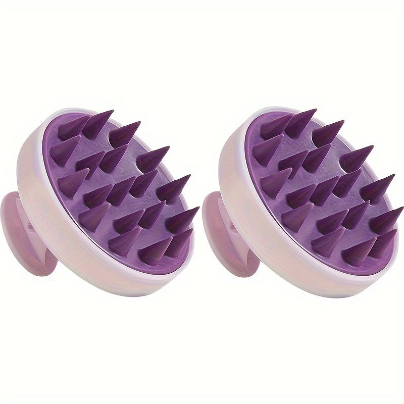 Silicone scalp massager with gentle exfoliating shampoo comb. No batteries needed, comes in 3 colors.