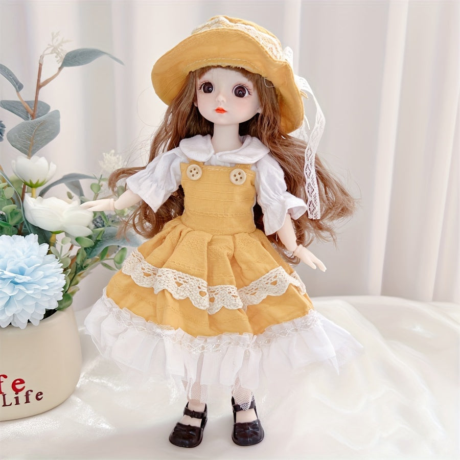 30.48 cm fashion doll with 1/6 BJD ball jointed body in DIY anime and movie themed princess style. Made of PE material. Perfect gift for kids.