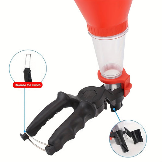 Universal funnel set for car engine oil filling, featuring adjustable width holding clamp and PVC plastic construction for versatile and efficient oil pouring.