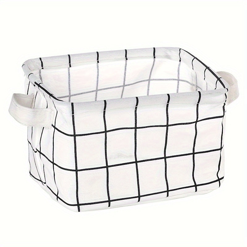 1 Fabric storage basket with handle for sundries, cosmetics, books, underwear, and stationery. Can be folded for easy storage.