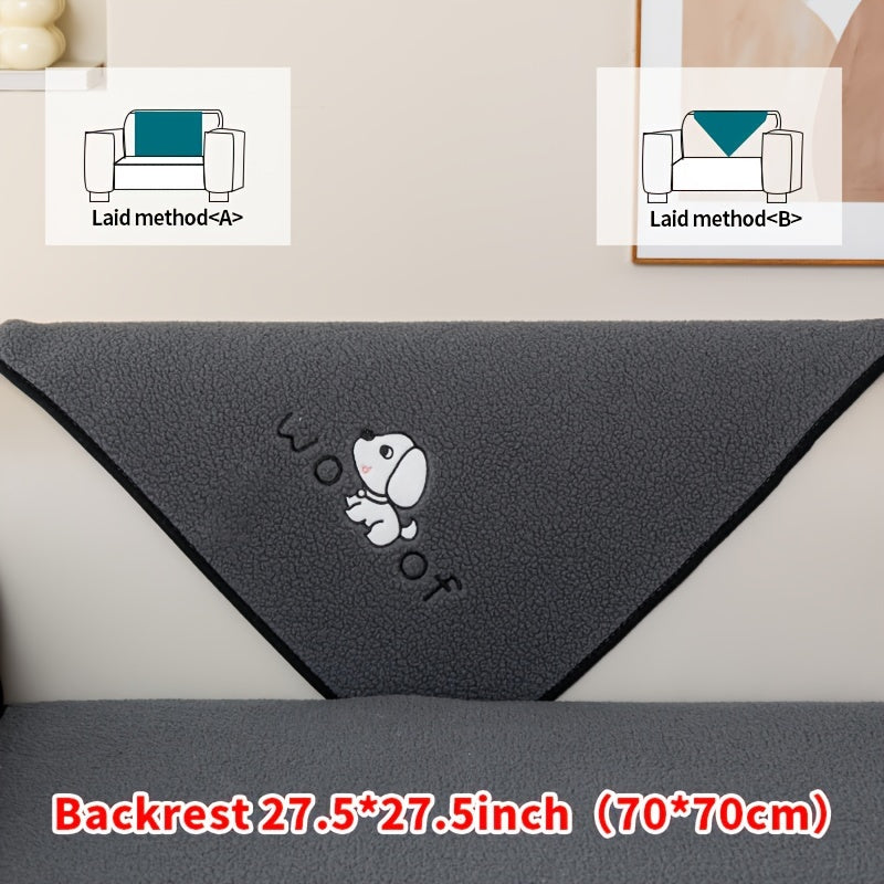 Soft Sherpa sofa cover, pet-friendly, non-slip, machine washable.