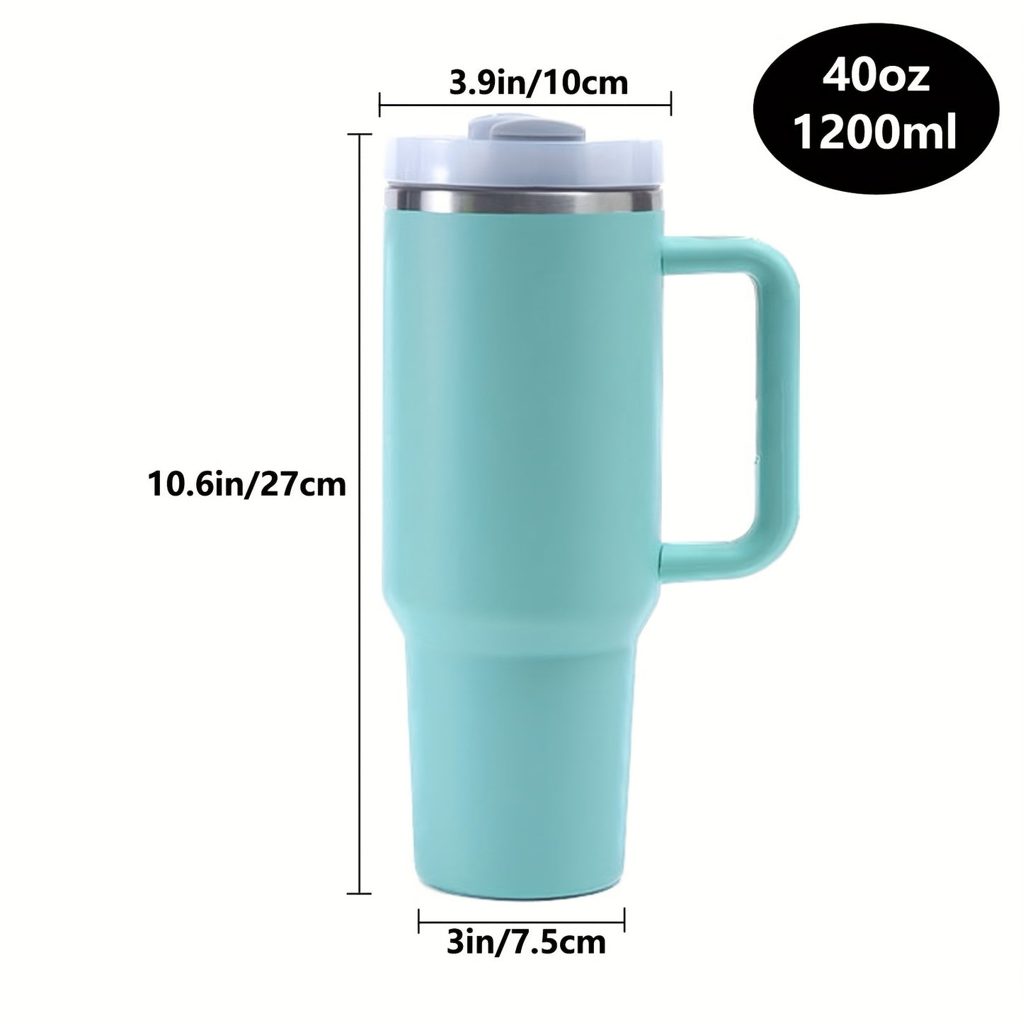 1 40oz Stainless Steel Double Wall Tumbler with Lid, Handle, Heavy Duty Water Bottle, Summer Drinkware & Kitchen Item.