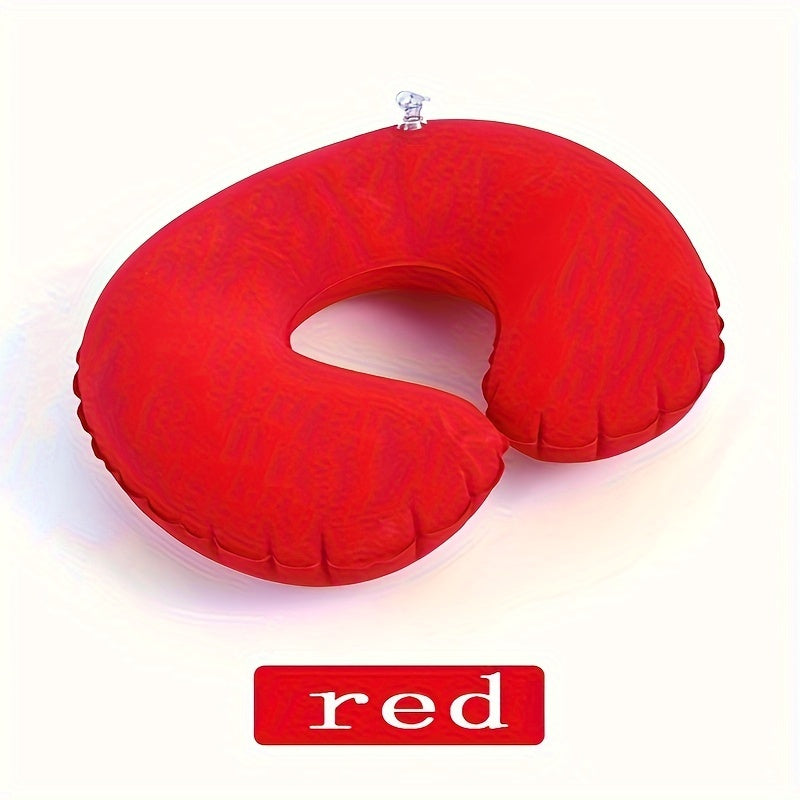 Inflatable C-Shaped Travel Pillow for Car and Airplane - Neck Support Round Pillow