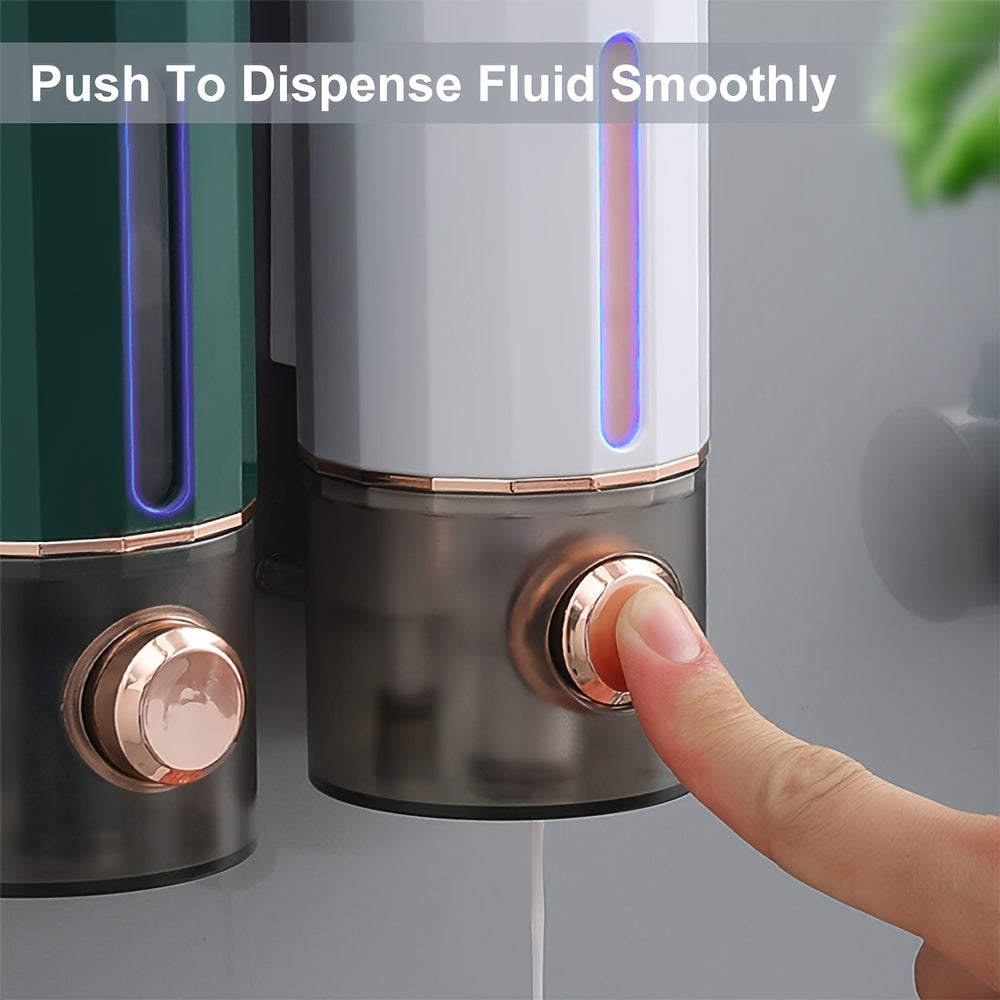 450ML Wall-Mounted Soap Dispenser, No-Drill, Space-Saving Design, Plastic, Lightweight, No Electricity, Shower Accessory