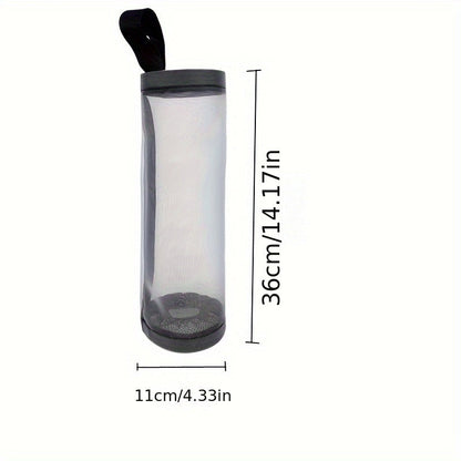 1-piece Plastic Bag Mesh Dispenser, Wall-mounted Bag Storage Organizer, Waste Bags Holder, Trash Bag Storage Pouch, Bathroom Organizing Solution, Garbage Bag Dispenser