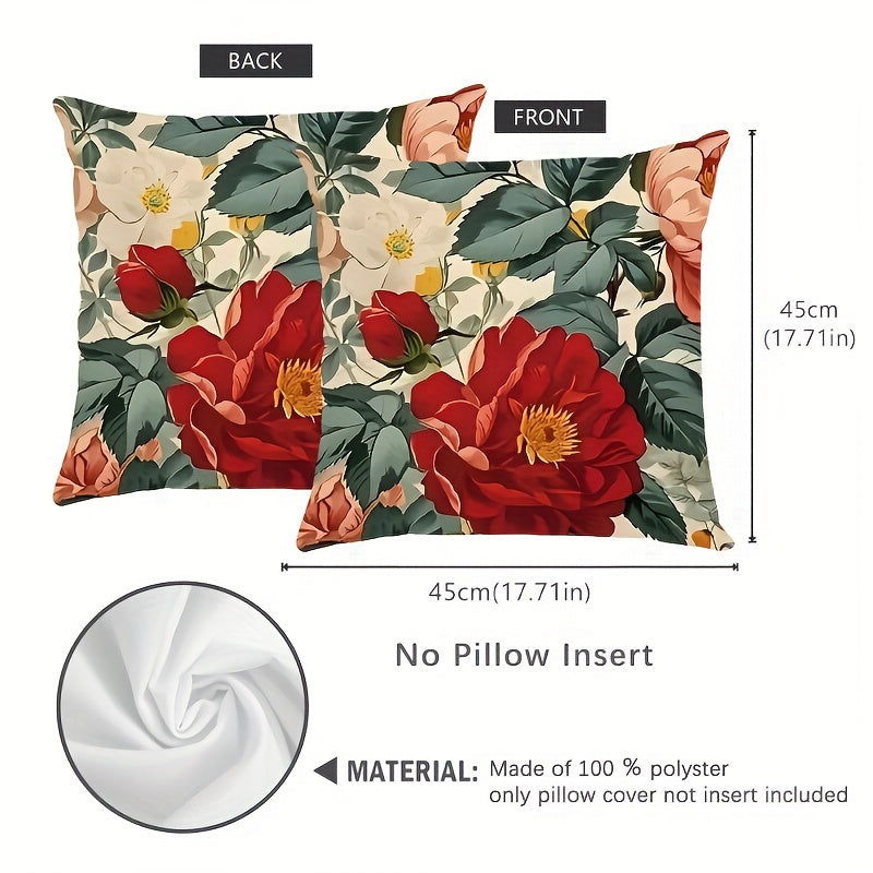 This double-sided, zippered polyester cushion case features a chic French-inspired floral design. The cover is vibrant, machine washable, and soft & cozy for home decor. Does not include insert.