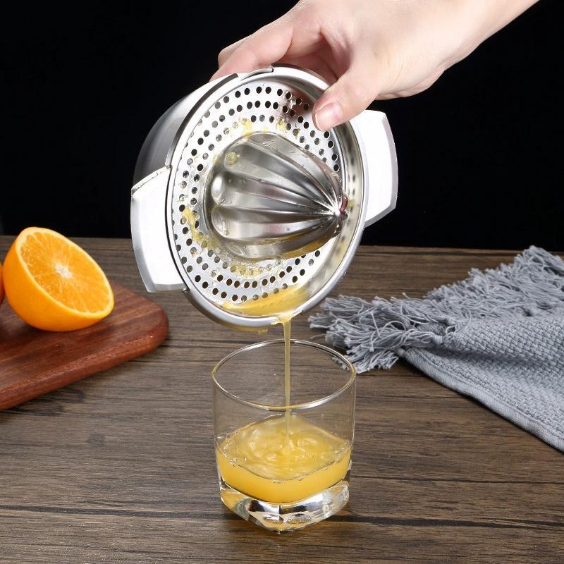 Durable Stainless Steel Manual Citrus Juicer with Fine Mesh Strainer - Portable & Multifunctional Tool for Fresh Orange, Lemon & Fruit Juice - No Electricity Needed, Easy to Clean, Sleek Kitchenware for Making Fresh Juice