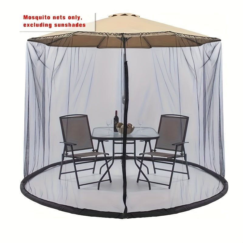 Upgrade your patio umbrella with a mosquito net featuring a zipper door, suitable for most outdoor market or hanging umbrellas.