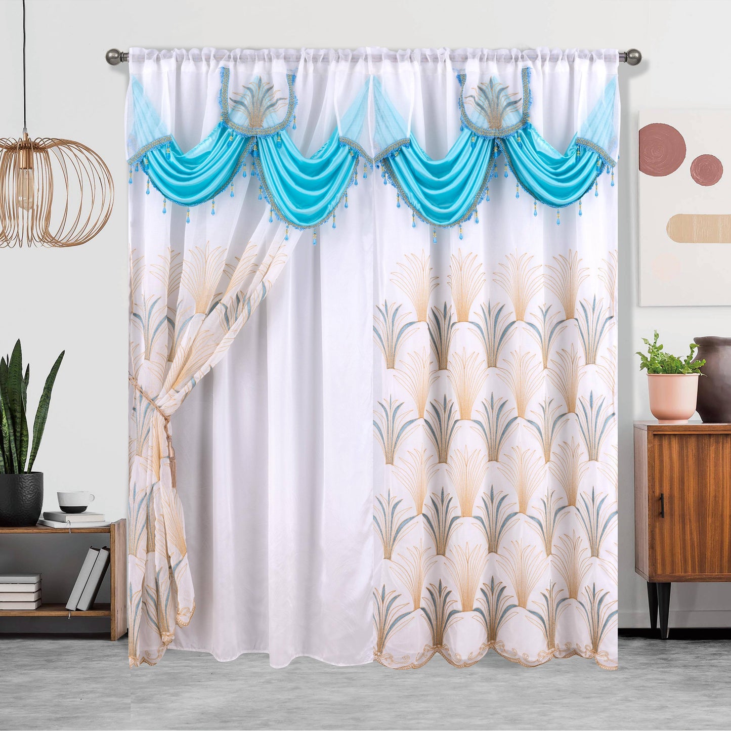 One piece of embroidered double-layer curtain, perfect for enhancing home décor, suitable for living room or bedroom, measuring 132.08 x 213.36 cm.