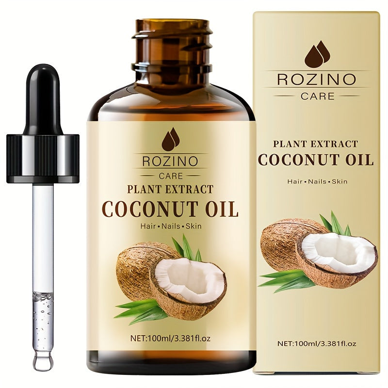 ROZINO Coconut Oil Hair Serum - 100ml/3.52fl. Oz, Plant Extract for Silky Smooth Shiny Hair, Lightweight Moisturizing Formula