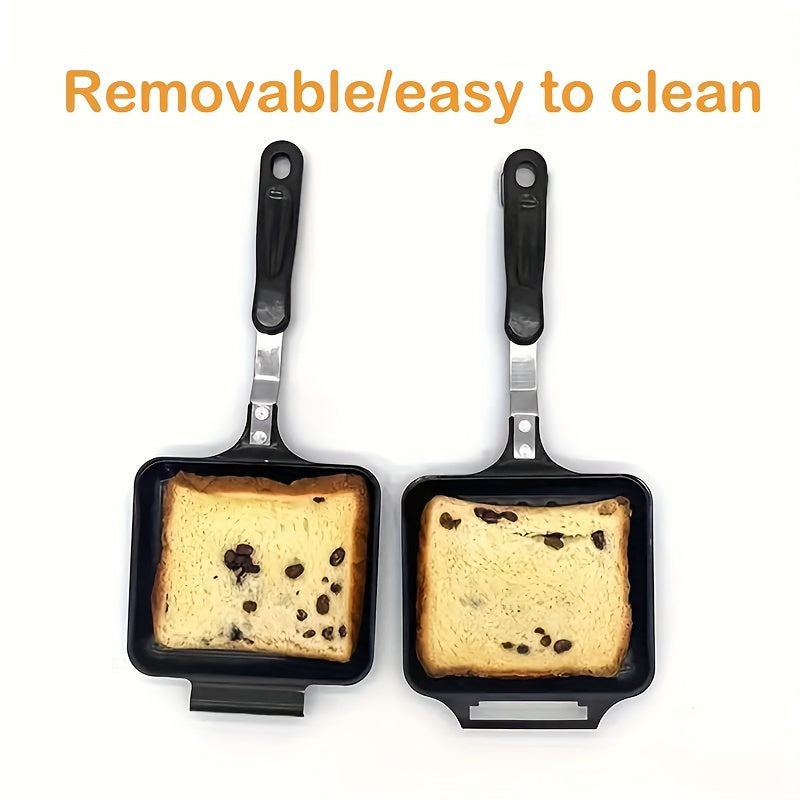 Non-stick, Detachable Double-Sided Cast Iron Grill Pan - Induction Compatible Sandwich Maker for Stovetop. Easy to Clean and Use Without Electricity.