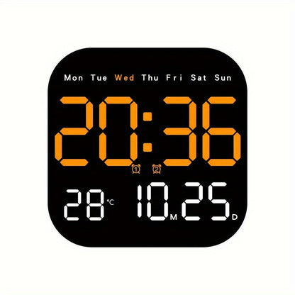 The Remote-Controlled LED Wall Clock - USB Powered, Rechargeable, Alarm, Temperature Display, and Calendar for Bedroom