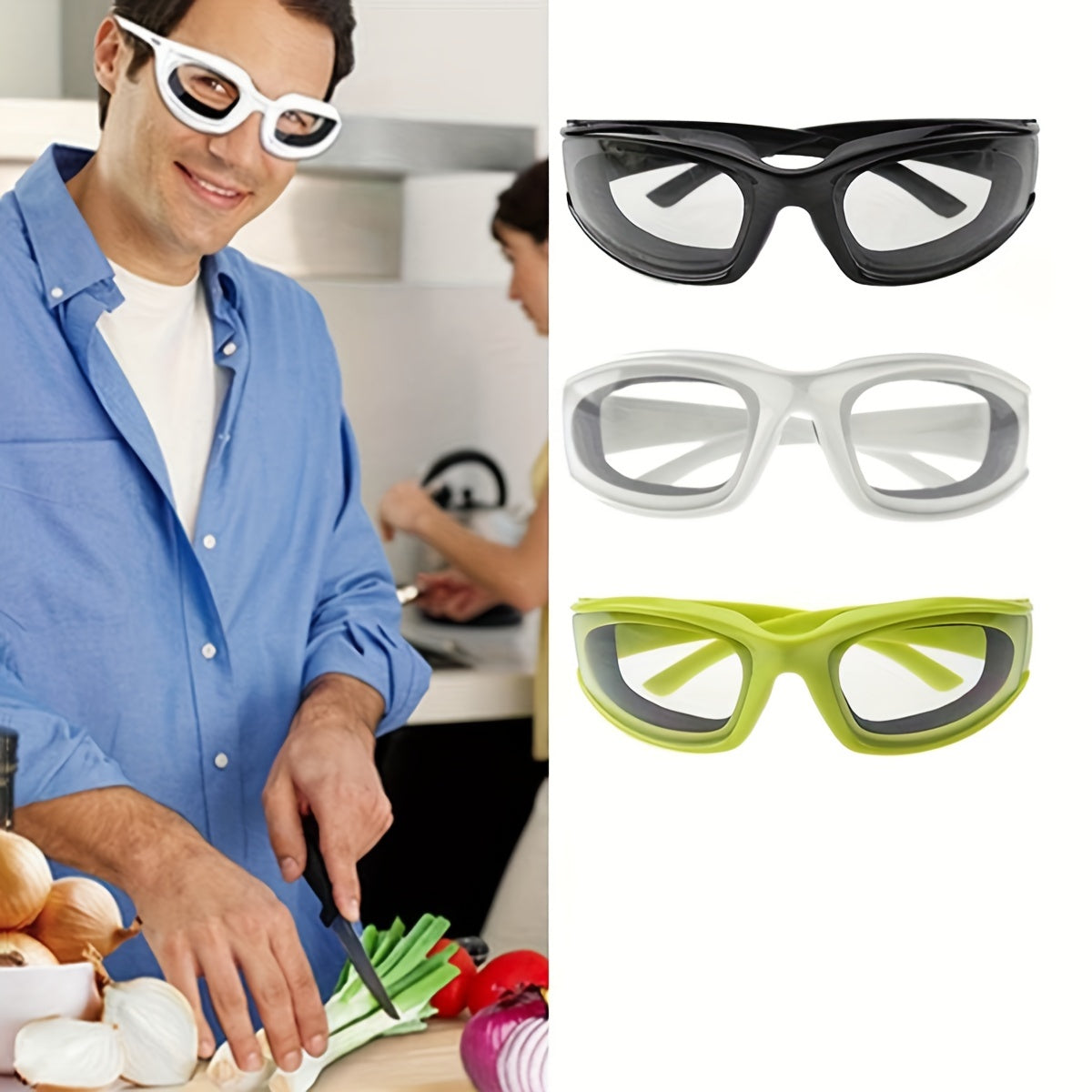 Protective Kitchen Safety Glasses, Anti-Glare Sponge Sports Eyewear with Anti-Pressure Features, No Electricity Required for Use, Ideal Onion Cutting Goggles