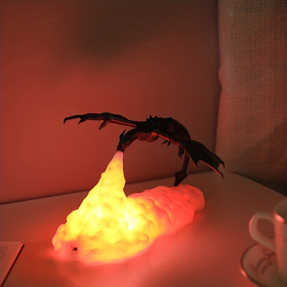 1 Fire Dragon Lamp: 3D Printed Volcano Dragon Night Light for Bedroom or Office.