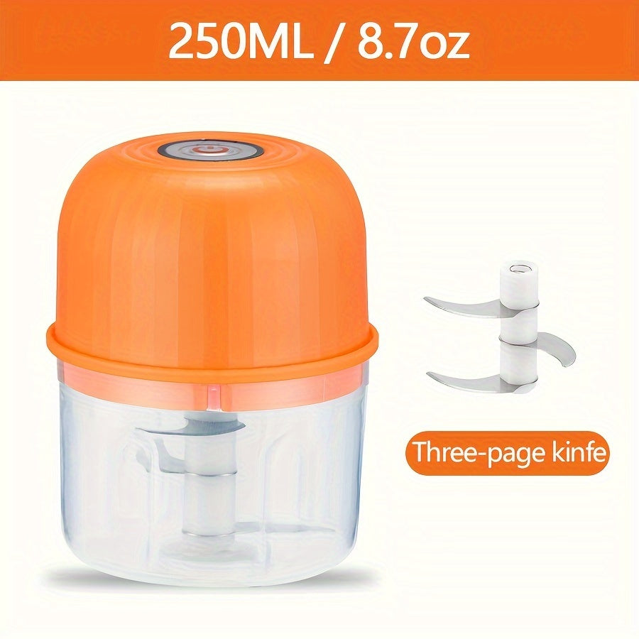 Top Pick: Portable USB Rechargeable Mini Food Chopper with 3 Stainless Steel Blades and Lithium Battery - Perfect for Chopping Onions, Garlic, Veggies, Fruits, Ginger, Chili, and Meat - Compact and Wireless Mixer for Your Kitchen - Available in Multiple