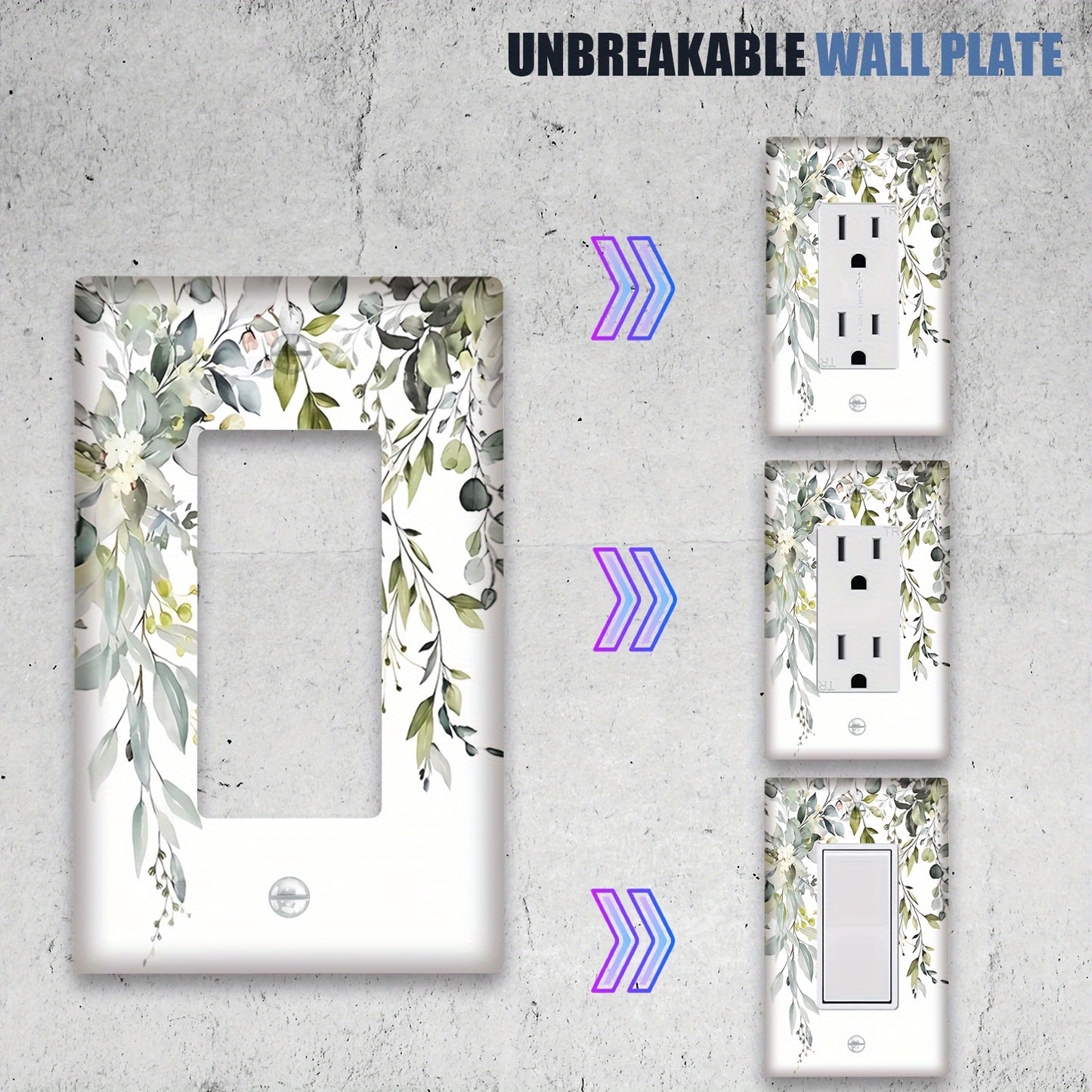 Green Eucalyptus Switch Plate Cover for Light Switch or Outlet - Decorative Wall Plate