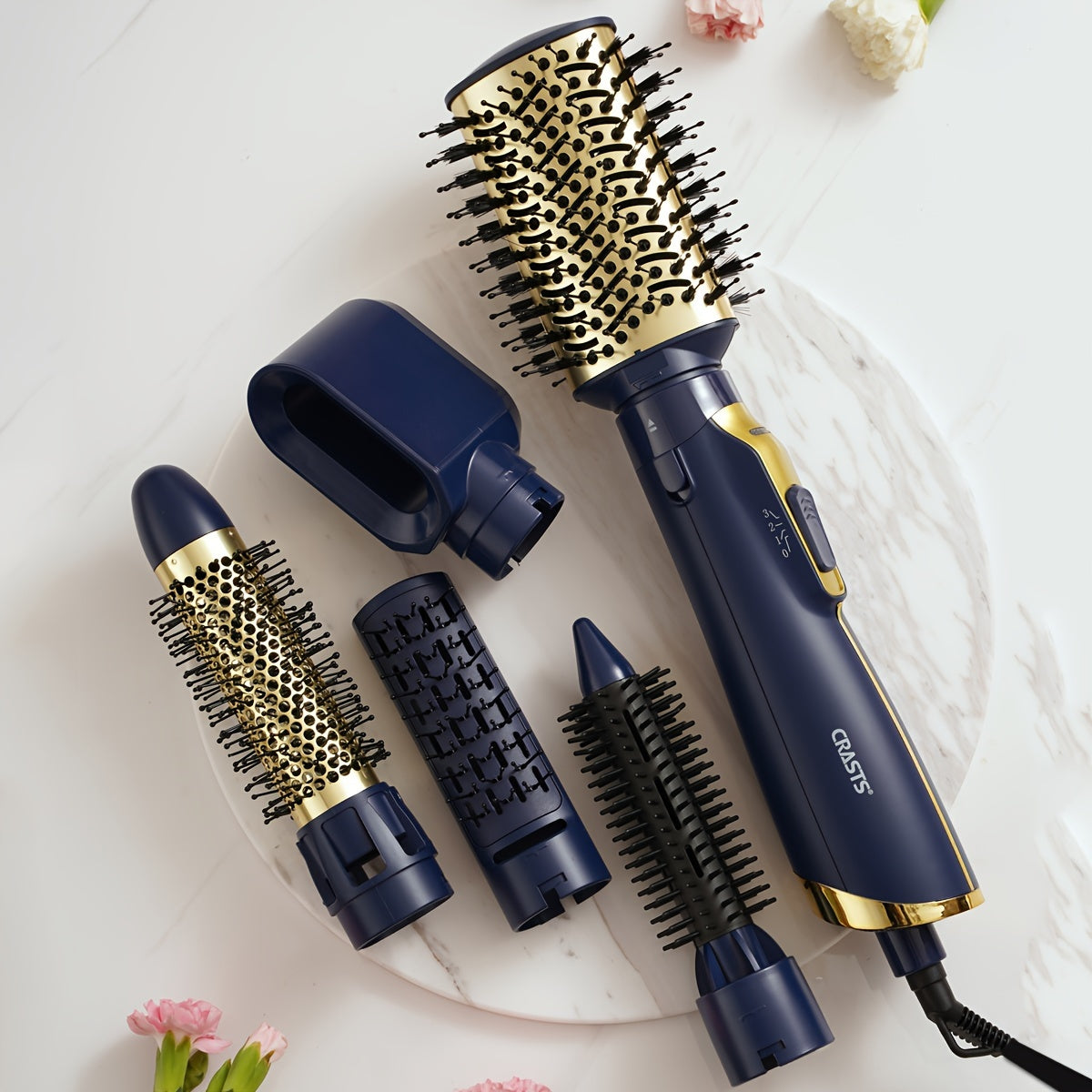 European Standard Five-in-One Hair Clipper for straight and curly hair styling, with negative ion technology for long-lasting results.