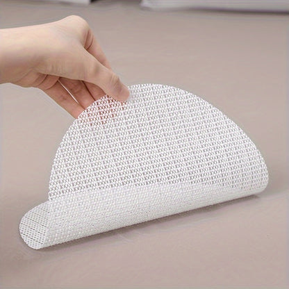 4-Pack of White Non-Slip Mattress Grip Pads with Woven Nylon Net Pattern - Prevents Slipping on Sofas and Beds - Easy to Clean and Versatile for Various Uses