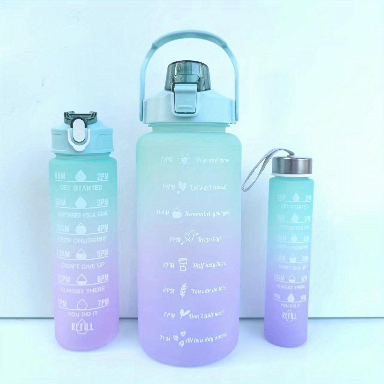 1 leakproof BPA free motivational water bottle, perfect for camping, hiking, fitness, and home use. Ideal as a birthday or back to school gift.