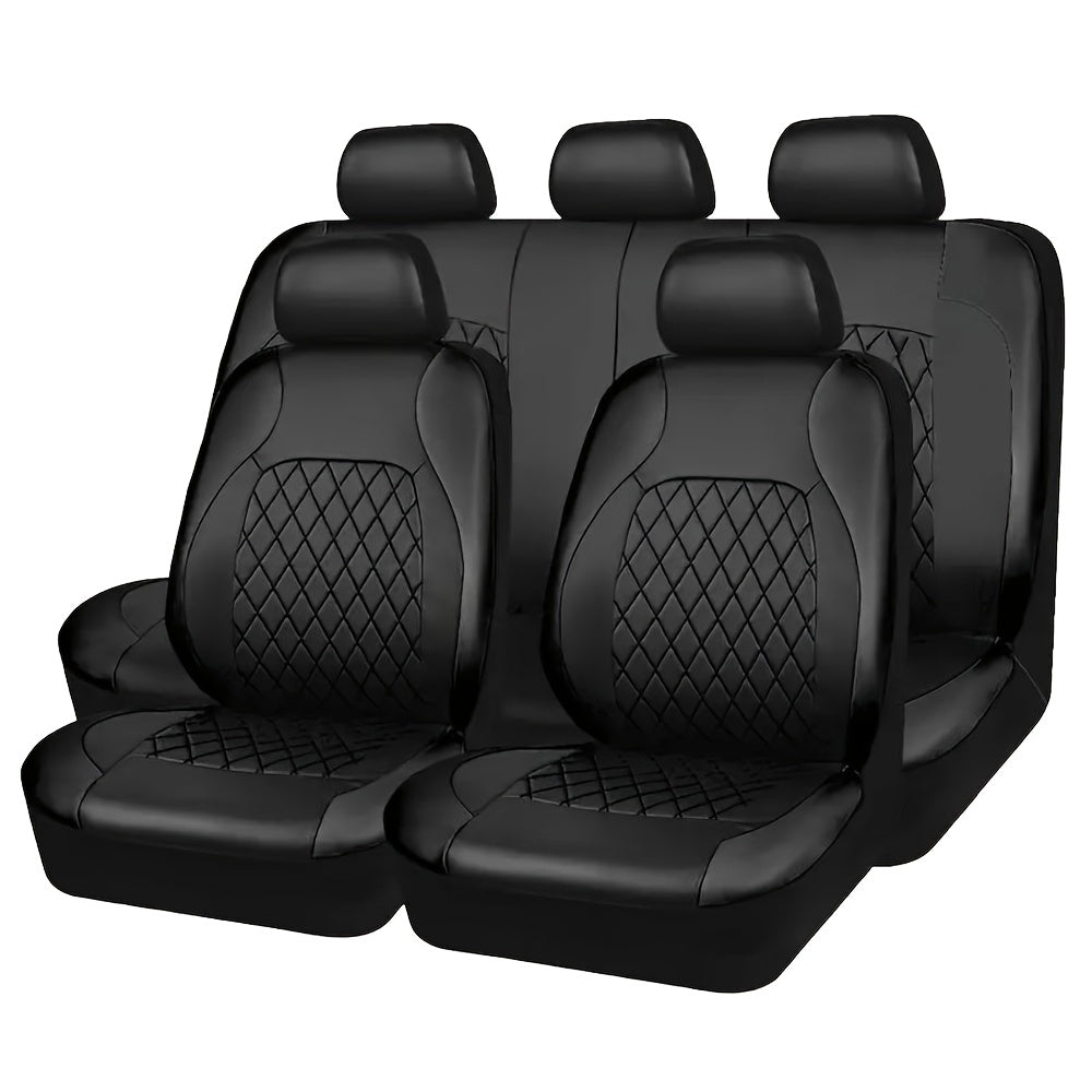 Luxury faux leather car seat covers - universal fit, easy to clean, durable, all-season protection.