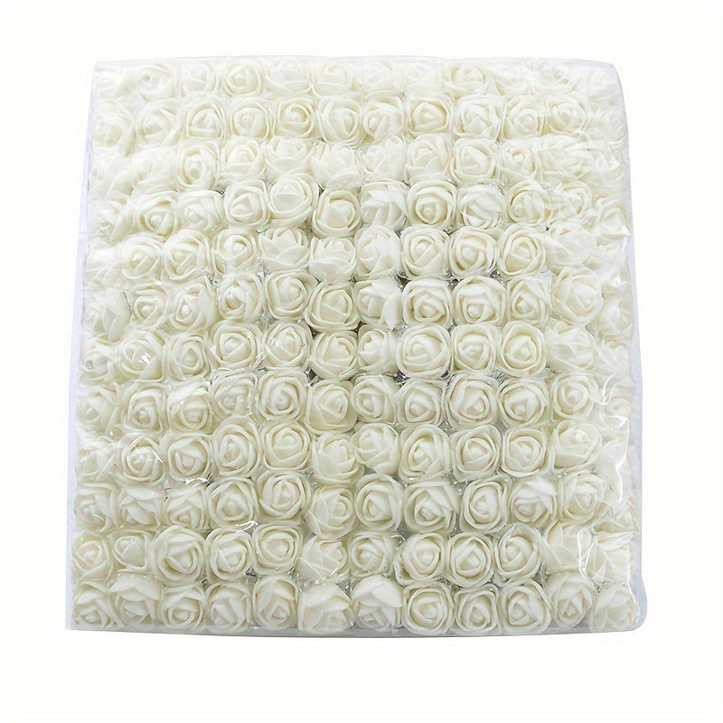 144 Mini foam roses, 2cm in size, ideal for DIY wedding bouquets, scrapbooking, and home decor. Perfect for holidays and Mother's Day.