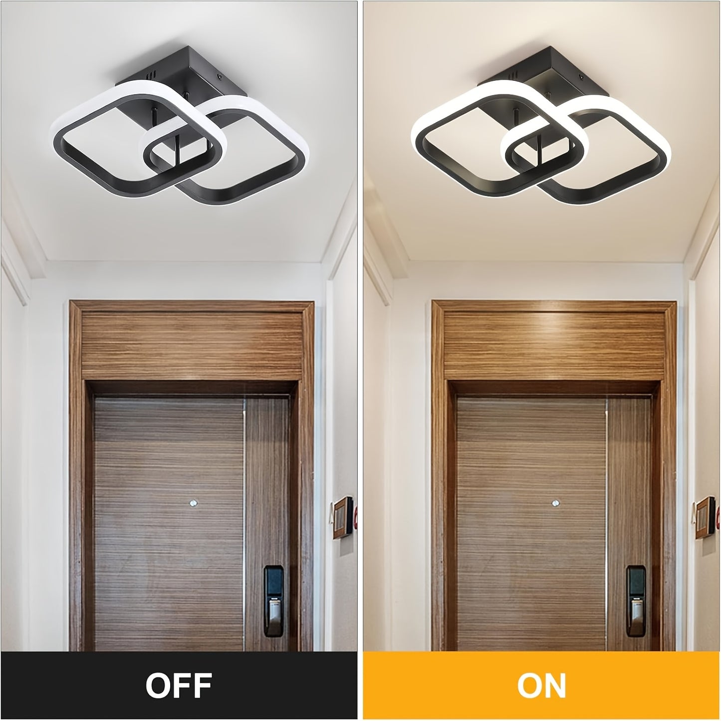 LED ceiling light fixture made of aluminum alloy, energy-efficient, with adjustable color temperature and dimming options. Designed for bedrooms, bathrooms, and kitchens.