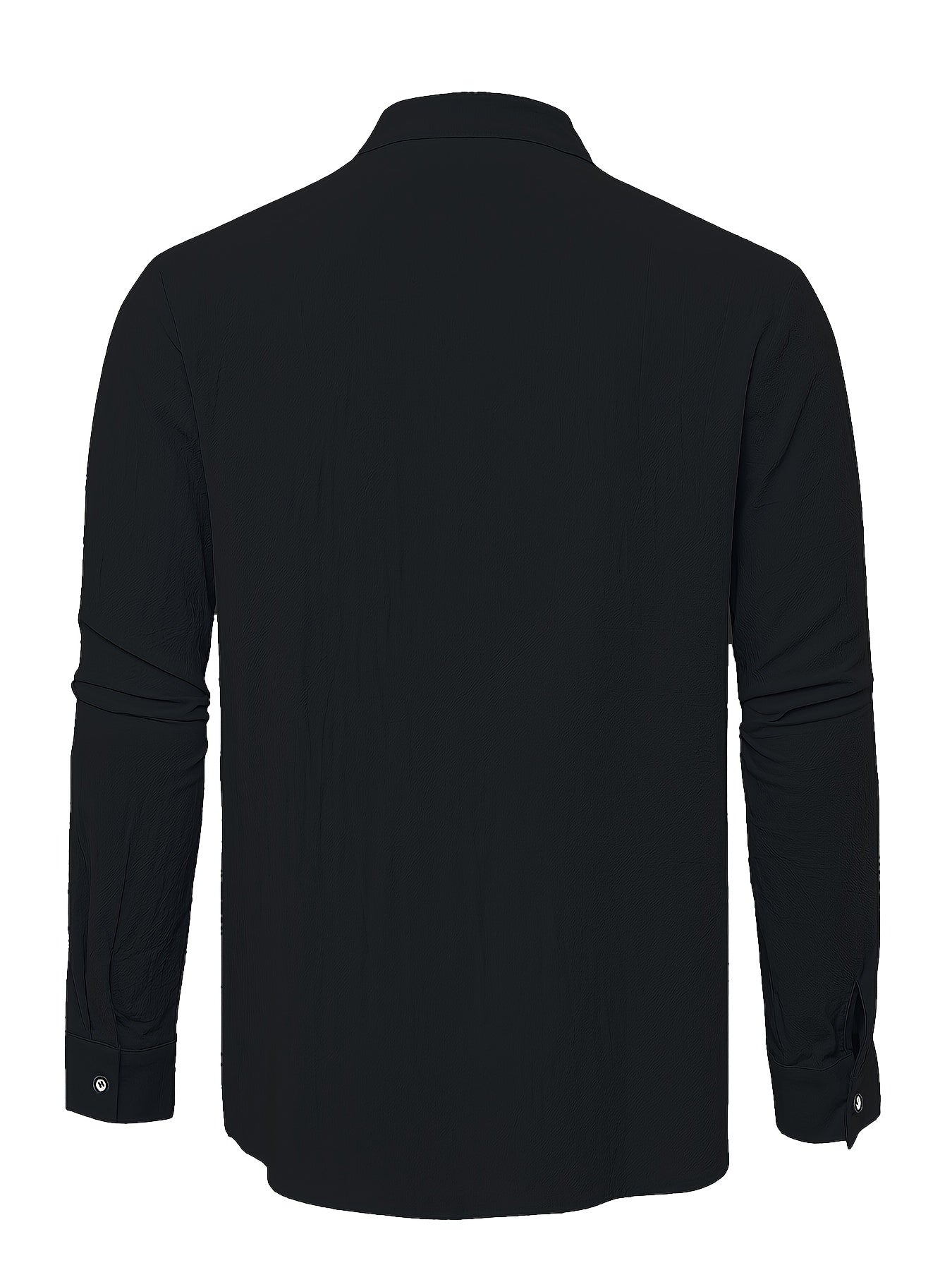 Men's solid color stand collar long sleeve top shirt made of pure cotton, perfect for daily and casual wear in spring and autumn.