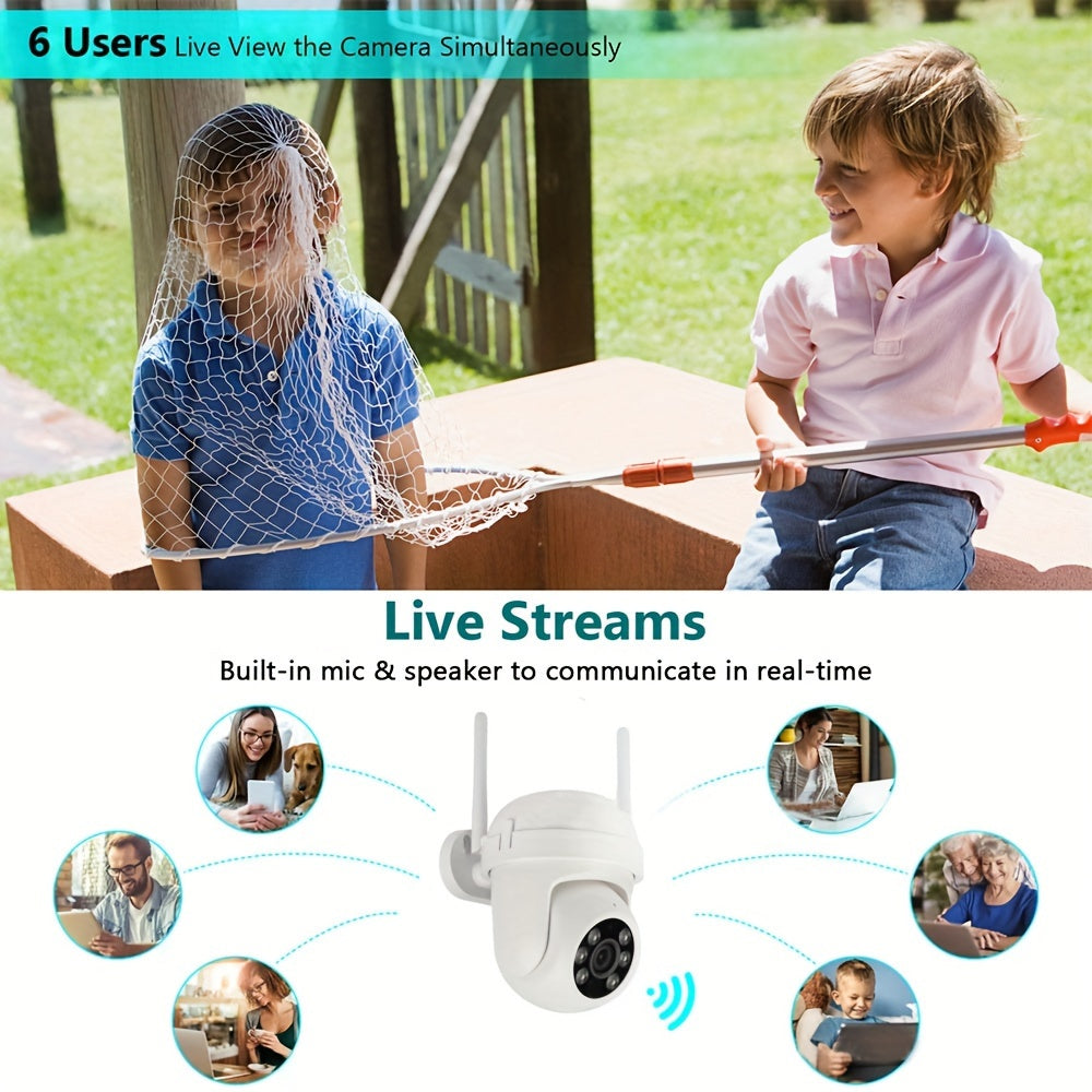 2.4G Wireless Camera with 1080P HD Video Quality for Indoor Use, Featuring IP66 Waterproof Rating, Two-Way Audio, Motion Detection, Automatic Tracking, and Active Alarm Notification Push for Intelligent Home Security Monitoring.