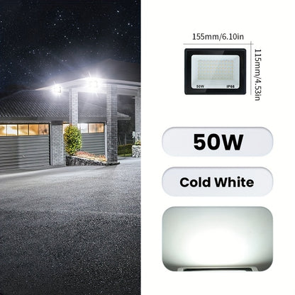 Aluminum LED floodlight suitable for outdoor use, ranging from 10-300W. Ideal for garden or playground lighting.