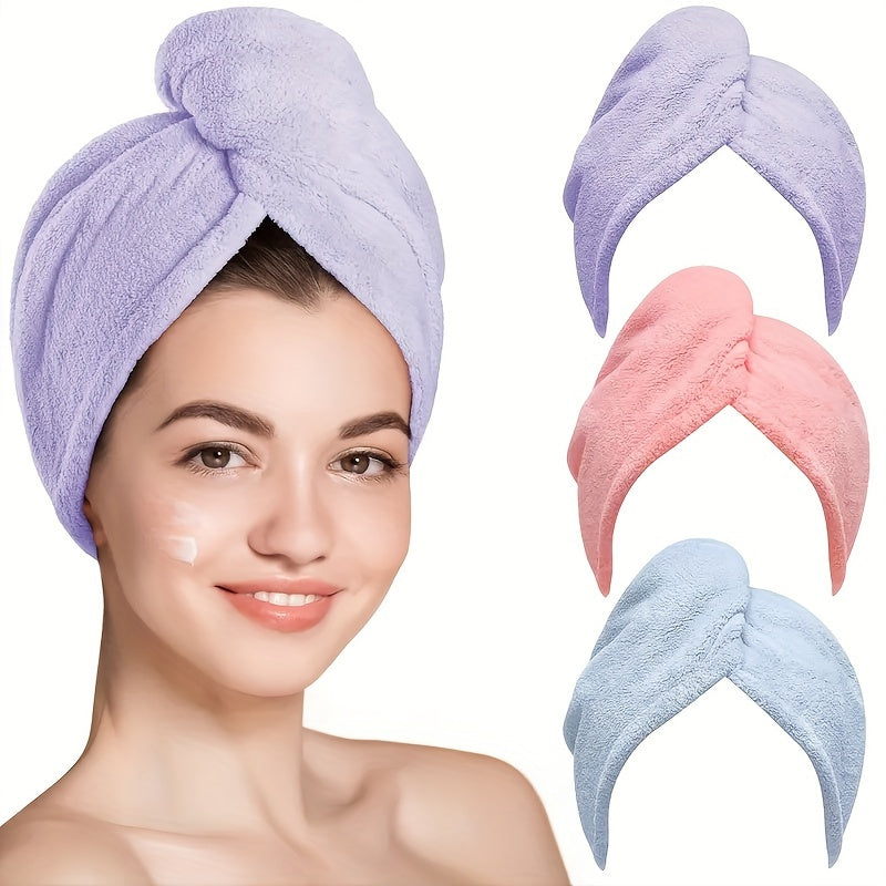 Fast drying hair towel made from soft, water-absorbing microfiber. Anti-frizz and anti-static. Ideal for bathroom use.