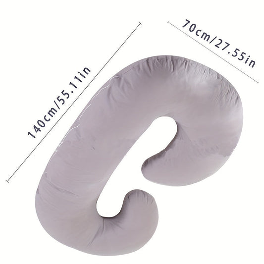 Crystal velvet maternity pillow designed for comfortable sleep during pregnancy, featuring a cooling cover and a detachable, washable large waist pillow in a C-shaped design.