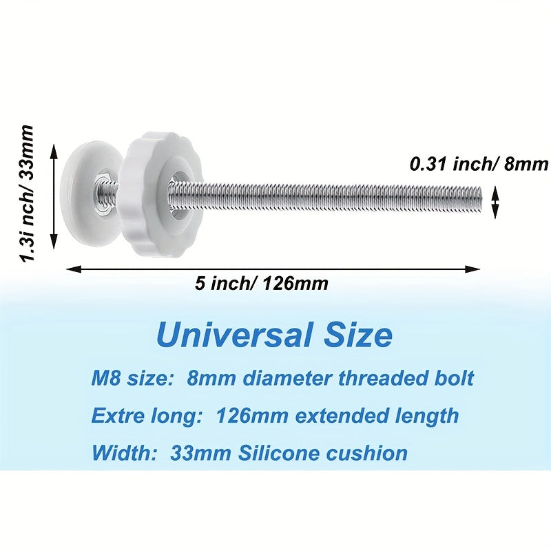 Set of 4 Universal Fence Door Threaded Shaft Rods, M8 (8mm) Replacement Bolts for Pet Pressure Mount Safety Door, Extended Length Tension Door Extenders