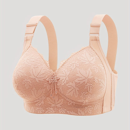 Solid floral lace tassel bra: Elegant, breathable, wireless push-up style for women's lingerie.