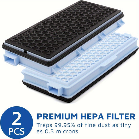 A set of 2 Active HEPA Filters that are compatible with Miele Vacuum Cleaners including models S4, S5, S6, S8, S8000, S8999, S6000, S6999, S5000, S5999, S4000, S4999, Complete C2, Complete C3, Compact C1, Compact C2. Reference Number: SF-HA 50.