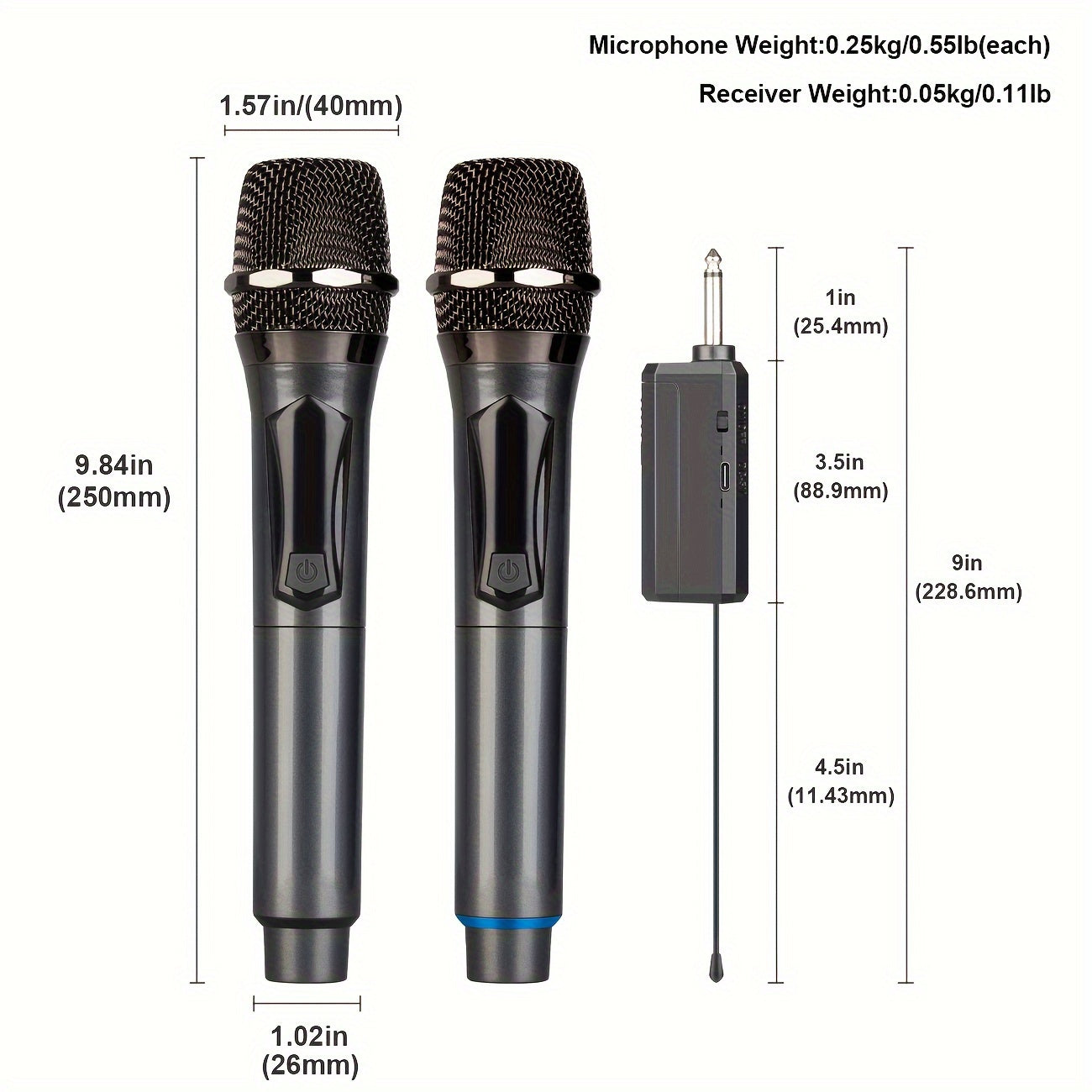 Bomaite Wireless Microphone, Handheld Dynamic System with Rechargeable Receiver for Events