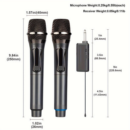 Bomaite Wireless Microphone, Handheld Dynamic System with Rechargeable Receiver for Events