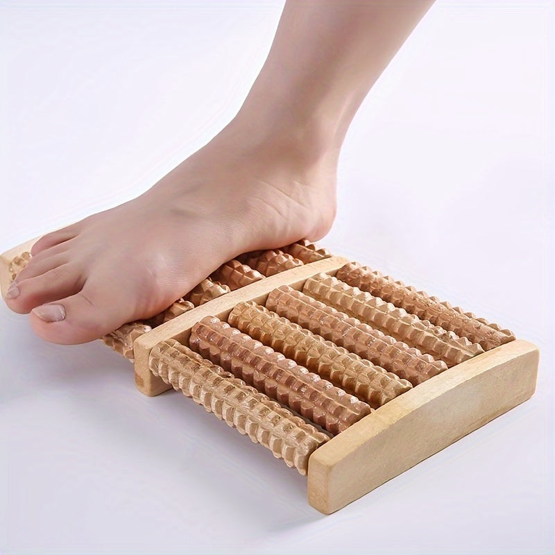 Handcrafted Wooden Dual-Foot Massager with Acupressure Rollers for Stress Relief and Muscle Tension. Ideal for Home Relaxation.