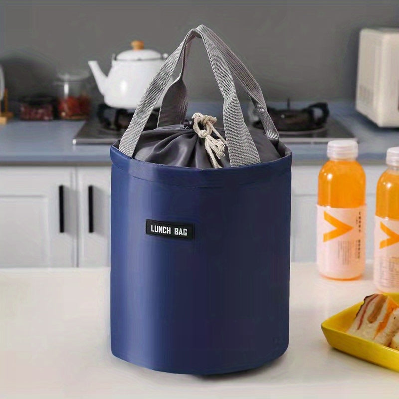 The versatile 1pc Twill Cylinder Bento Bag is perfect for outdoor picnics, with an included ice pack to keep your food fresh. This waterproof bag also doubles as a lunch box, making it ideal for back to school or college. Hand washable and insulated