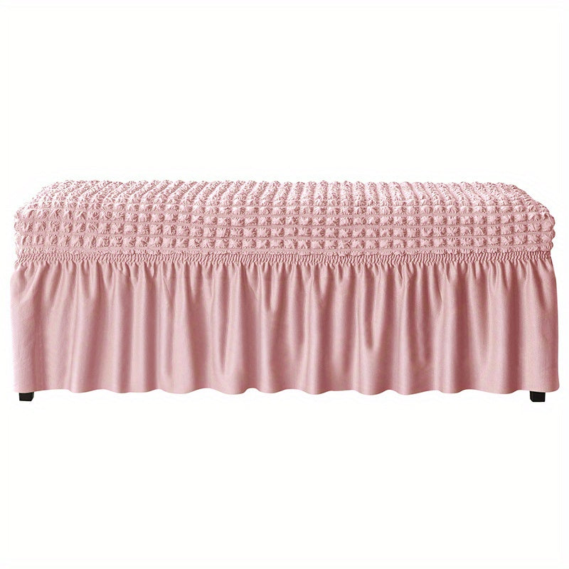 Long dining bench cover for living room or kitchen, featuring stretch, removable, and washable design.