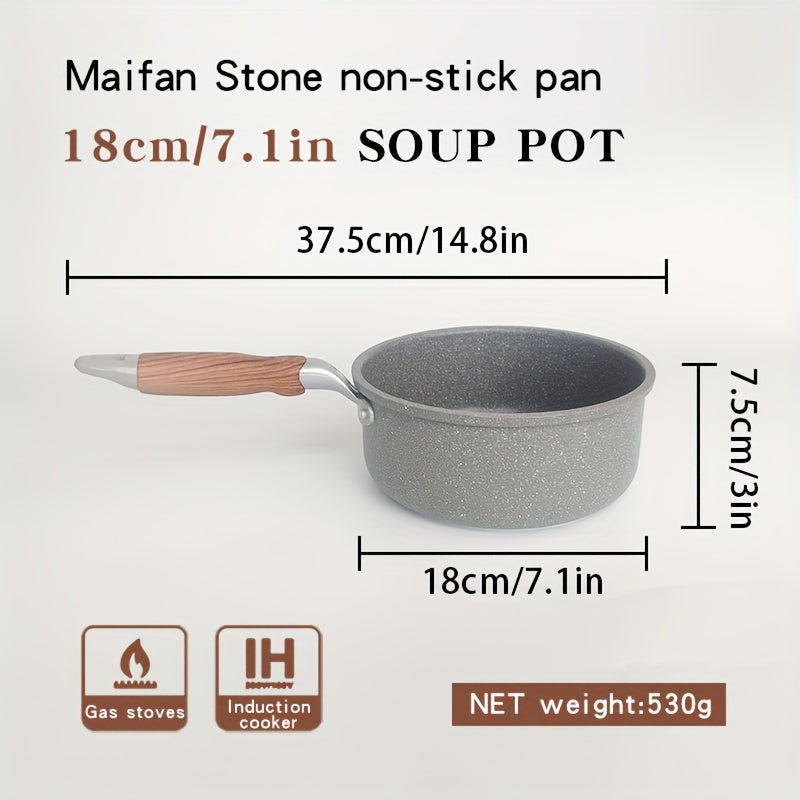 Versatile Cookware: Premium Aluminum Soup & Milk Pot with Thick Tempered Glass Lid - Non-Stick, Easy to Clean - Ideal for Omelets, Soups, Noodles