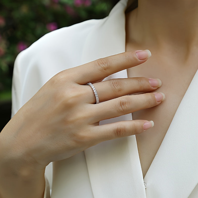 Exquisite Moissanite Eternity Band Ring in 18K Gold Plated 925 Sterling Silver, Ideal for Engagement, Anniversary, Valentine's Day, or as a Gift for Her