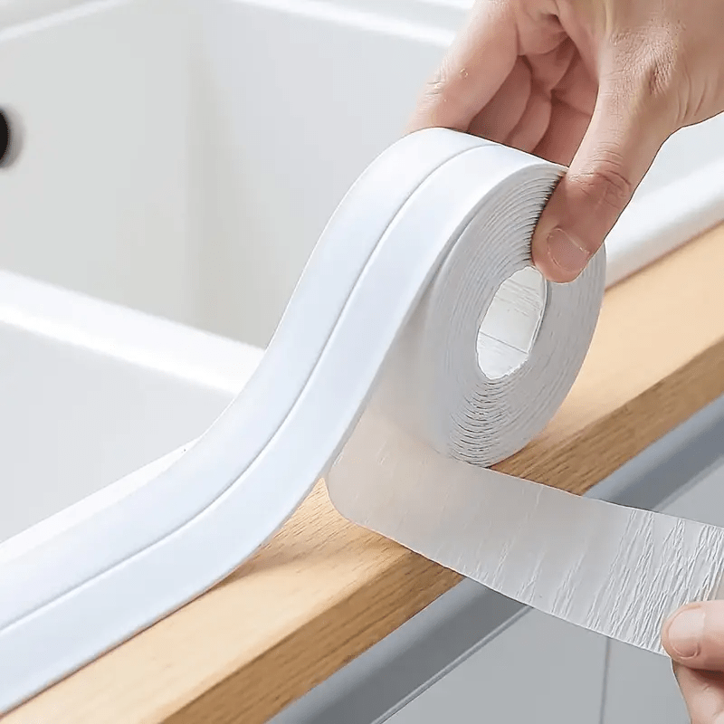 Waterproof and mold-resistant self-adhesive sealing tape ideal for kitchen and bathroom sinks and floors. Durable and easy to clean.