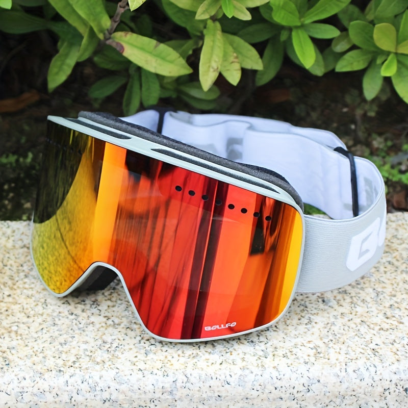 BOLLFO Anti-Fog Ski Goggles for Adults with Magnetic Double Layer Lens, Durable Frame, and Multiple Color Options.