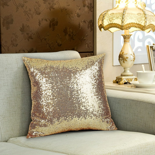 2 Holiday Party Sequin Solid Color Throw Pillow Covers for multiple home decor uses.